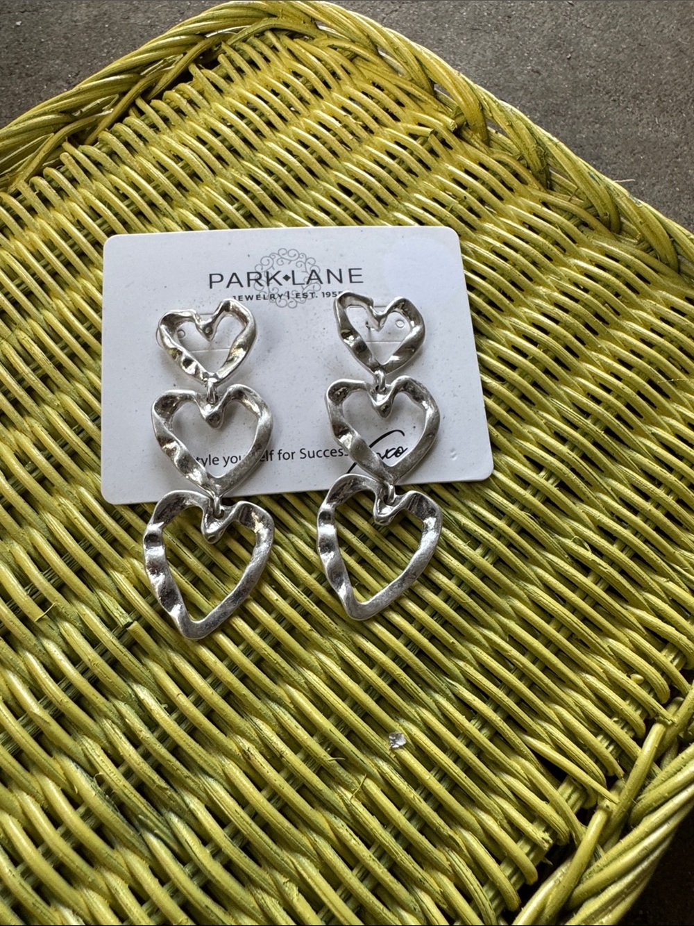 Park Lane Silver Triple Link Heart Drop Earrings